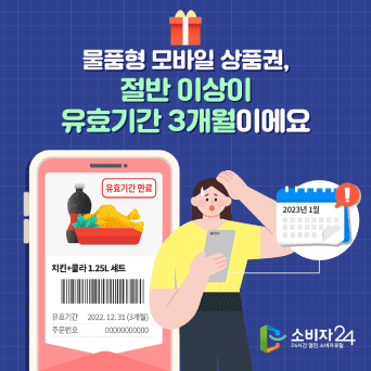 물품형 모바일 상품권,  절반 이상이 유효기간 3개월이에요