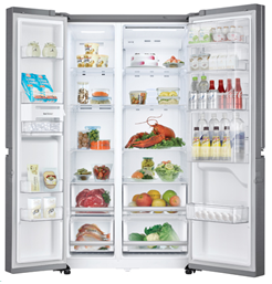 냉장고 제품 형태 구분 중 양문형 좌냉동, 우냉장 제품 대표 사진