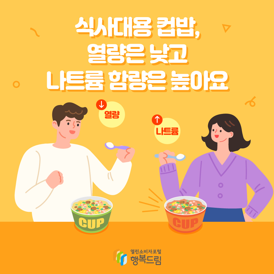 식사대용 컵밥, 열량은 낮고 나트륨 함량은 높아요