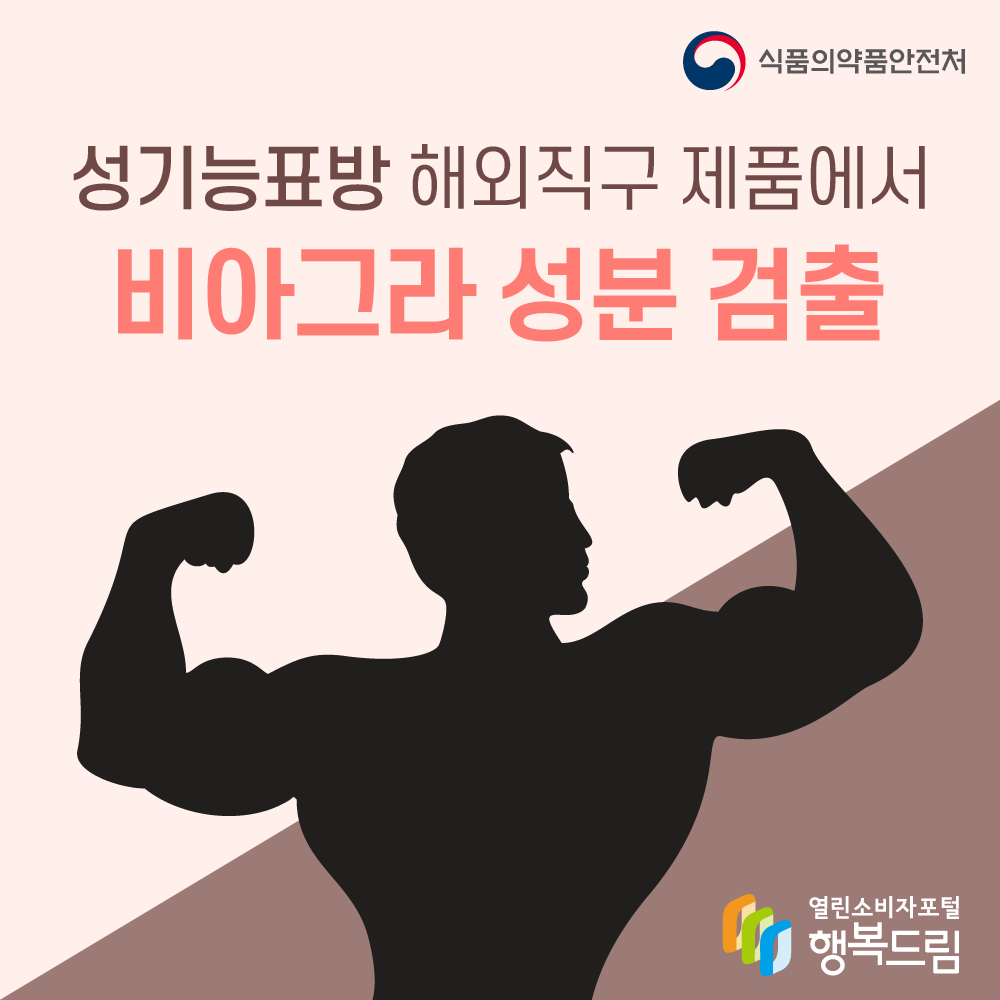 성기능표방 해외직구 제품에서 비아그라 성분 검출 식품의약품안전처 행복드림 열린소비자포털