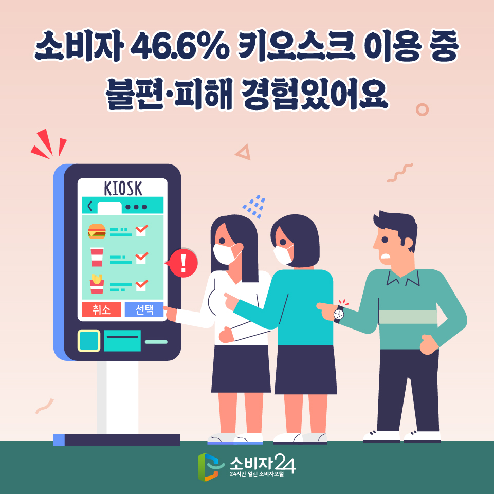 소비자 46.6% 키오스크 이용 중 불편·피해 경험있어요