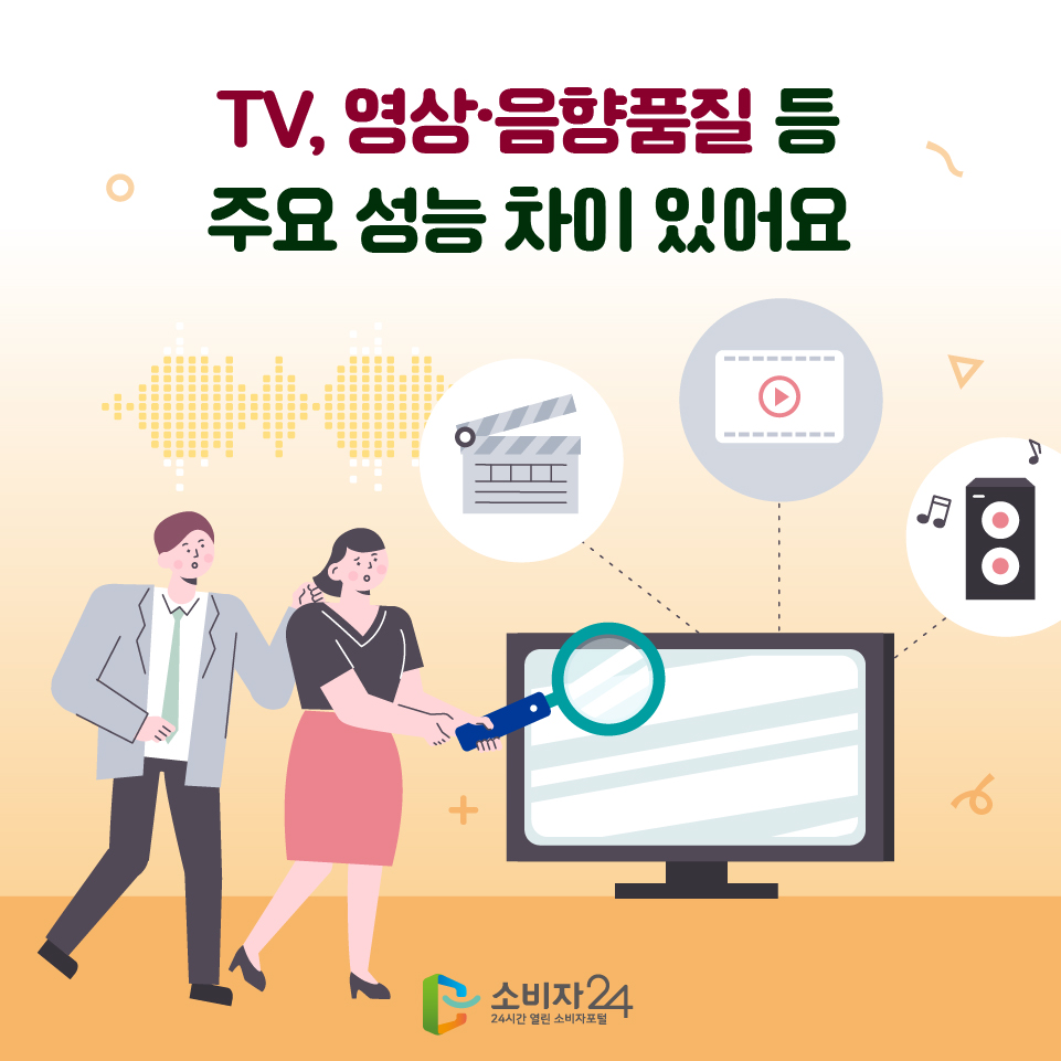 TV, 영상·음향품질 등 주요 성능 차이 있어요