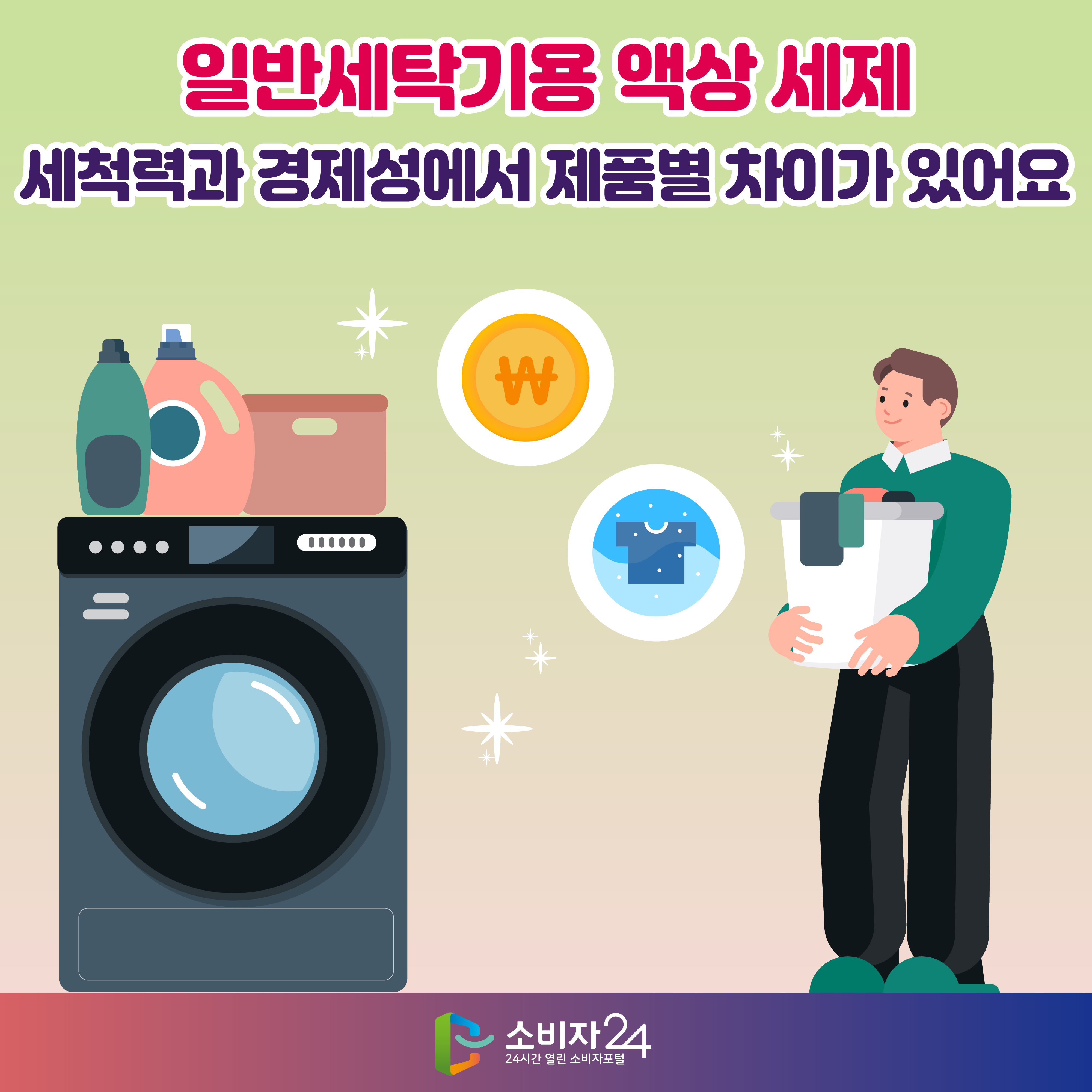 일반세탁기용 액상 세제 세척력과 경제성에서 제품별 차이가 있어요