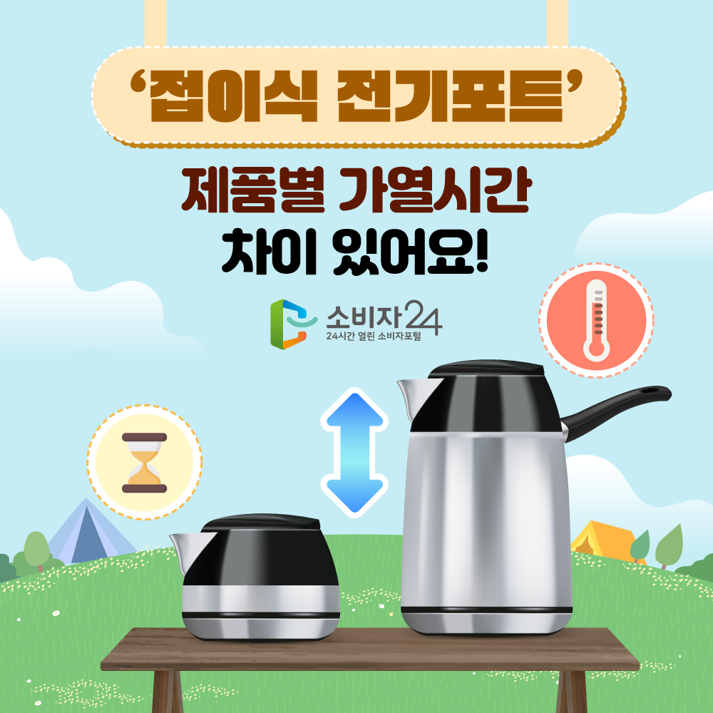 '접이식 전기포트' 제품별 가열시간 차이 있어요!