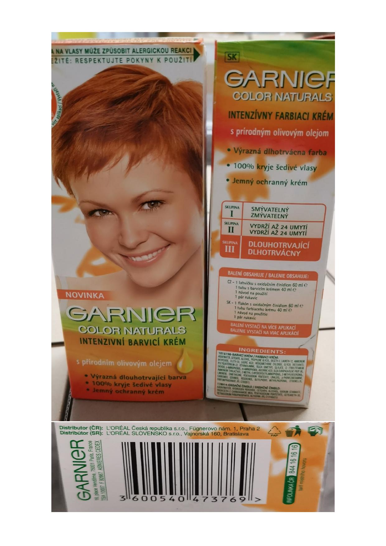 Hair dye ; Garnier ; Garnier colore naturale