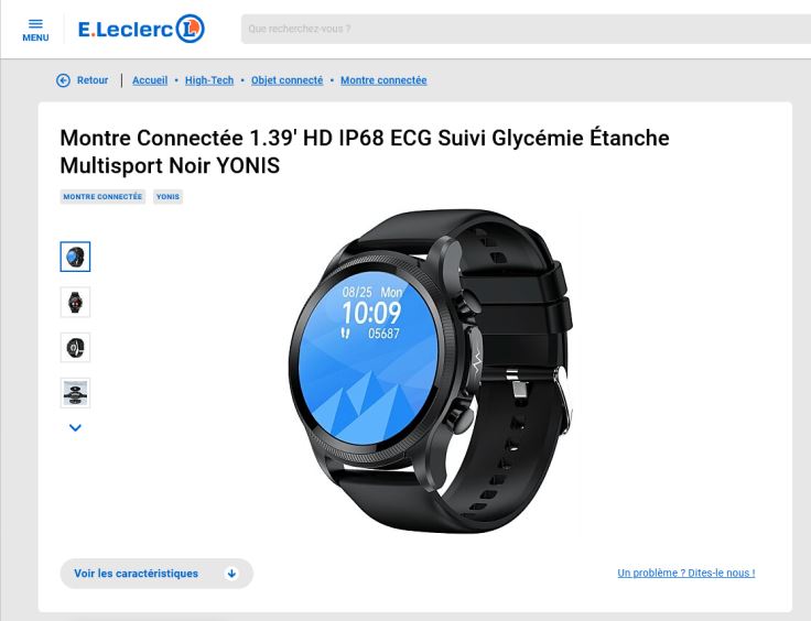 Smartwatch ; yonis ; Montre Connectée 1.39' Hd ...