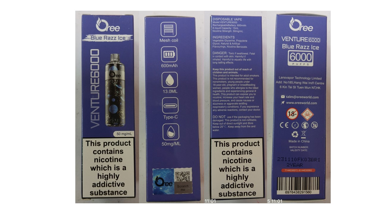 Disposable electronic cigarette ; Oree ; VENTUR...